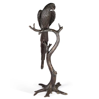 Lot 586 - A MASSIVE 20TH CENTURY BRONZE OF A MACAW PARROT