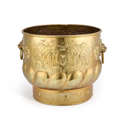 Lot 161 - A LARGE 19TH CENTURY BRASS LOG BIN