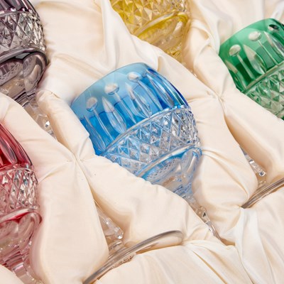 Lot 5 - A CASED SET OF SIX FABERGE XENIA HOCK GLASSES