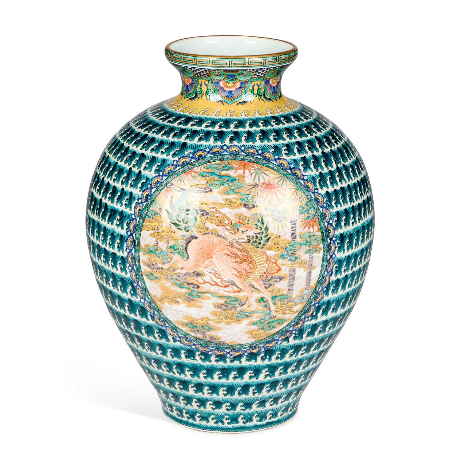 Lot 81 - A VERY LARGE JAPANESE ENAMEL DECORATED PORCELAIN VASE