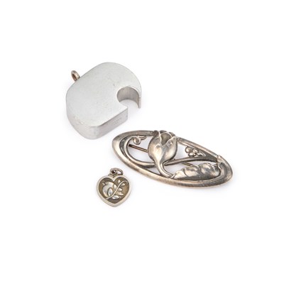 Lot 378 - GEORG JENSEN, TWO ITEMS OF JEWELLERY AND A BOTTLE OPENER