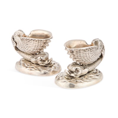 Lot 290 - A PAIR OF HEAVY VICTORIAN CAST SILVER SALTS