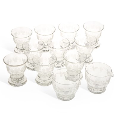 Lot 16 - A SET OF TEN 19TH CENTURY IRISH GLASS RUMMERS