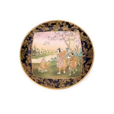 Lot 66 - AN UNUSUAL JAPANESE SATSUMA SAUCER DISH BY KOYAMA