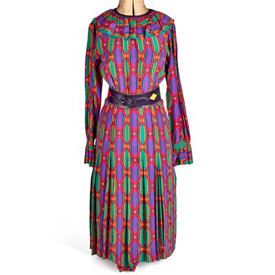 Lot 10 - AN YVES SAINT LAURENT RIVE GAUCHE DRESS AND RIVE GAUCHE BELT