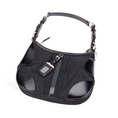 Lot 69 - A PRADA NYLON AND LEATHER SHOULDER BAG