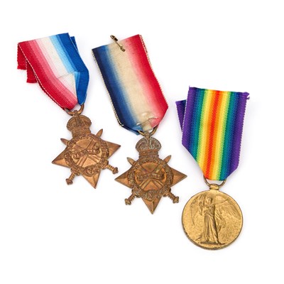 Lot 66 - THREE FIRST WORLD WAR MEDALS