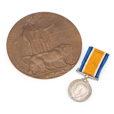Lot 35 - A FIRST WORLD WAR DEATH PLAQUE AND WAR MEDAL