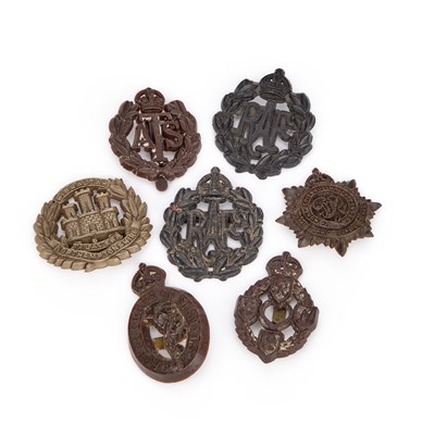 Lot 32 - A GROUP OF SECOND WORLD WAR ECONOMY PLASTIC CAP BADGES