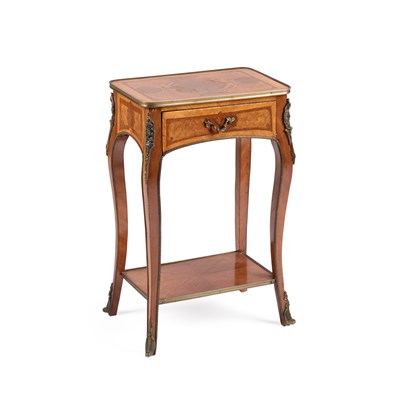 Lot 1021 - A LOUIS XV STYLE GILT-METAL MOUNTED MARQUETRY SIDE TABLE