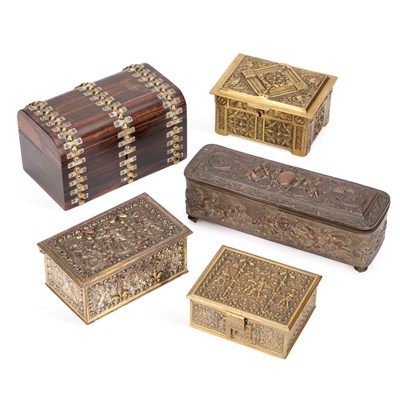 Lot 108 - A GROUP OF METAL AND WOOD CASKETS