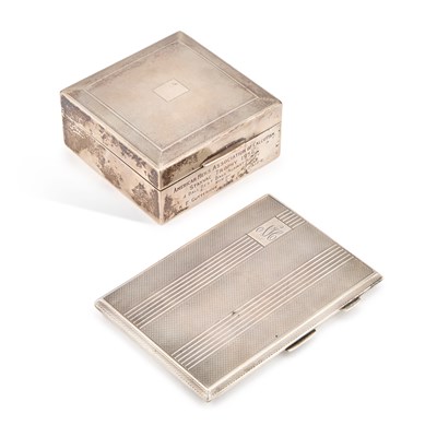 Lot 136 - A GEORGE VI ENGINE-TURNED SILVER CIGARETTE CASE