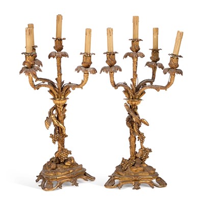 Lot 875 - A LARGE PAIR OF NAPOLEON III GILT-BRONZE CANDELABRA