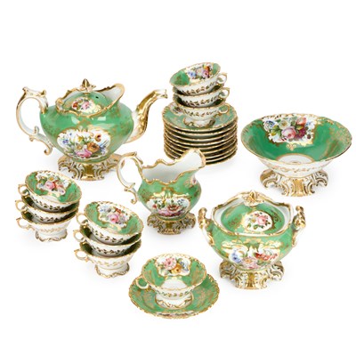 Lot 92 - A 19TH CENTURY ROCKINGHAM STYLE TEA SERVICE