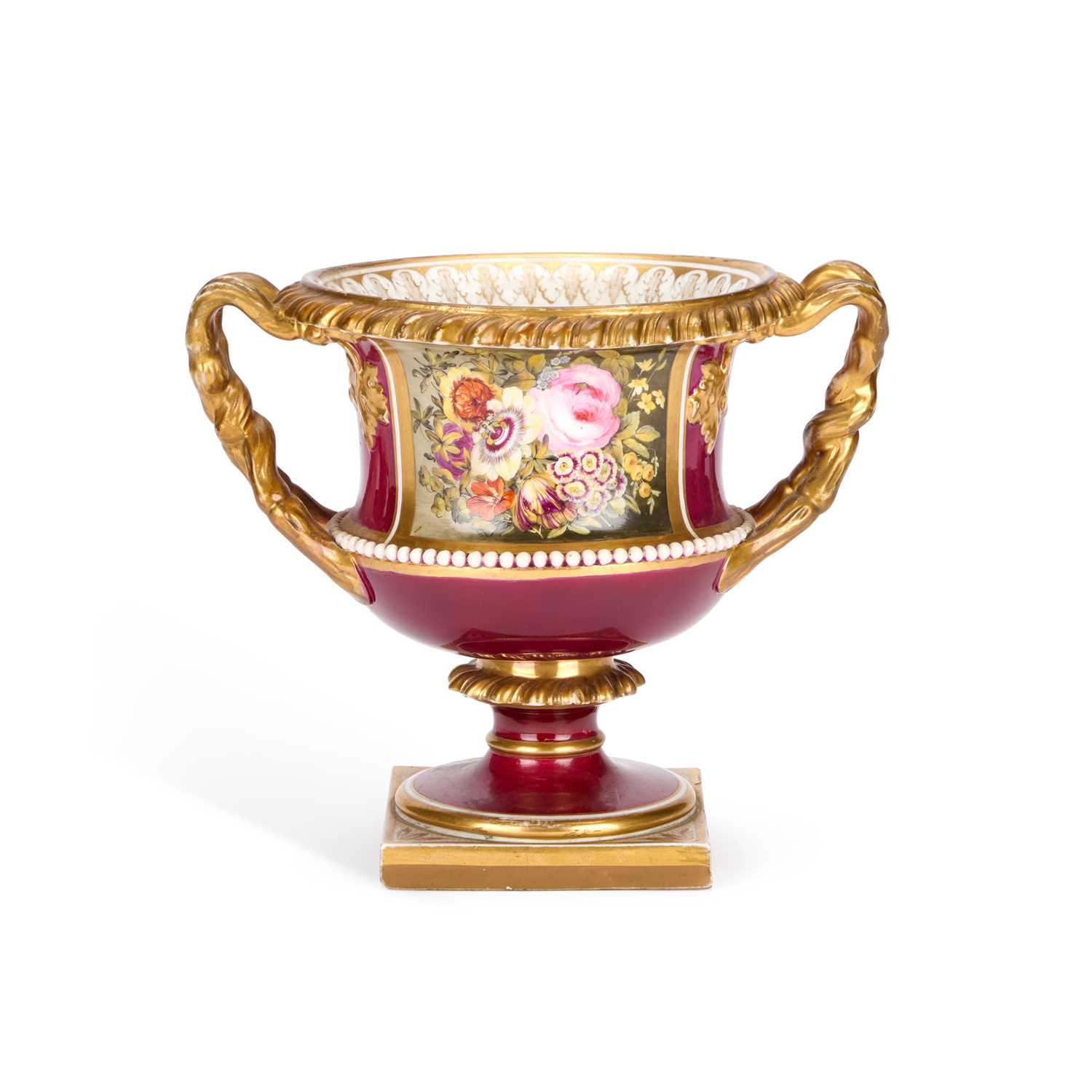 Lot 52 - A 19TH CENTURY ENGLISH PORCELAIN WARWICK VASE