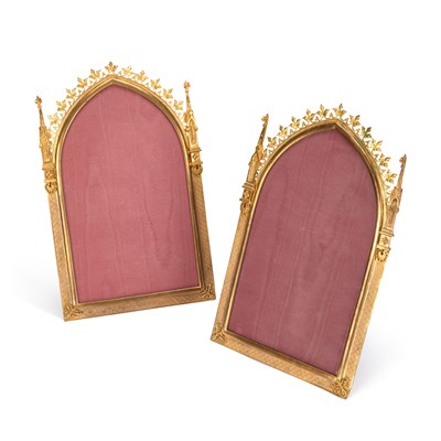 Lot 206 - A PAIR OF GOTHIC REVIVAL GILT-BRASS FRAMES