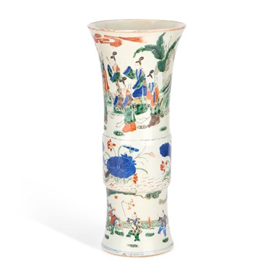 Lot 150 - A LARGE CHINESE WUCAI GU-FORM BEAKER VASE
