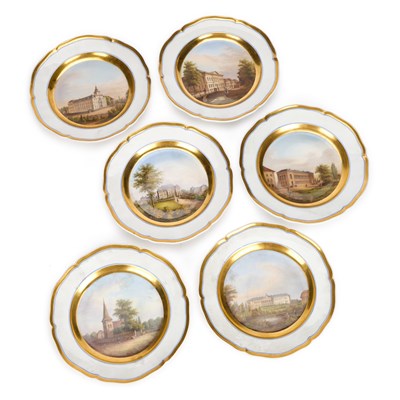Lot 105 - A SET OF SIX BERLIN (K.P.M.) PORCELAIN TOPOGRAPHICAL CABINET PLATES