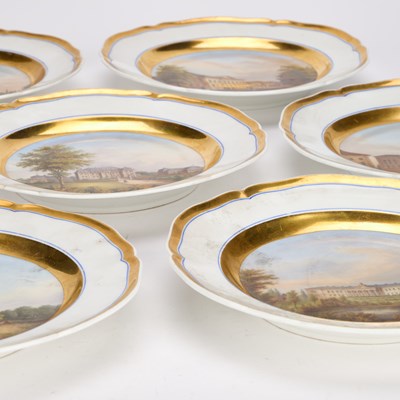 Lot 105 - A SET OF SIX BERLIN (K.P.M.) PORCELAIN TOPOGRAPHICAL CABINET PLATES