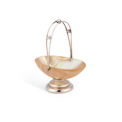Lot 428 - A SILVER AND MOTHER-OF-PEARL SWING-HANDLE BASKET