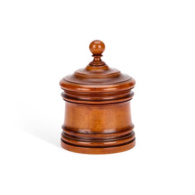 Lot 1119 - A GEORGIAN TREEN SPICE JAR