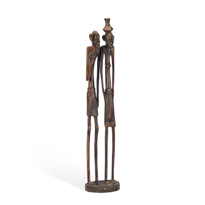 Lot 9 - AN AFRICAN CARVED FIGURE GROUP