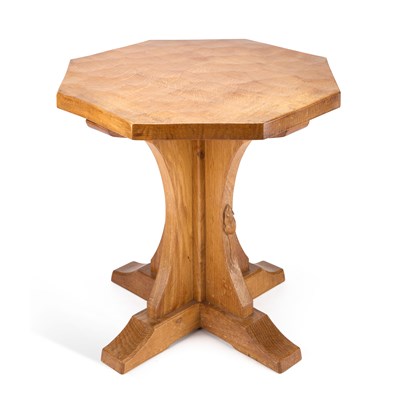 Lot 1135 - ROBERT THOMPSON OF KILBURN, A MOUSEMAN OAK OCTAGONAL COFFEE TABLE
