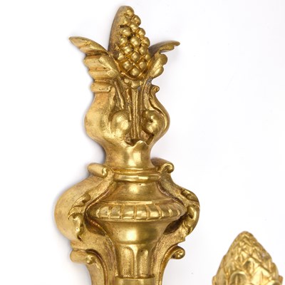 Lot 990 - A GOOD SET OF FOUR GILT-BRONZE THREE-LIGHT WALL SCONCES