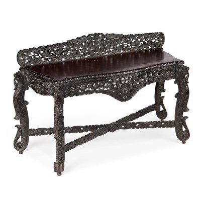 Lot 1038 - A 19TH CENTURY ANGLO-INDIAN HARDWOOD CONSOLE TABLE