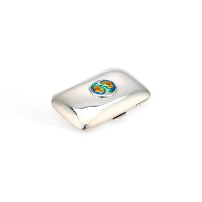 Lot 397 - AN ARTS AND CRAFTS SILVER ENAMEL CIGARETTE CASE