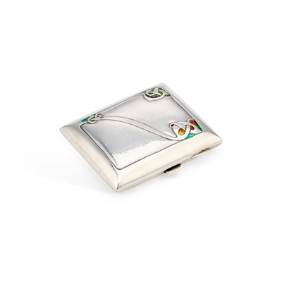 Lot 405 - A LIBERTY & CO SILVER AND ENAMEL CIGARETTE CASE