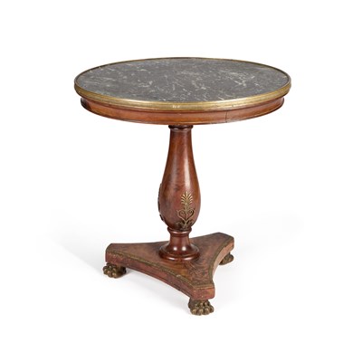 Lot 1100 - A 19TH CENTURY FRENCH MARBLE-TOPPED MAHOGANY GUERIDON