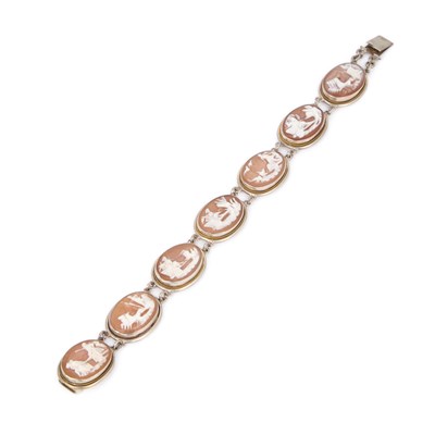 Lot 718 - AN 800 STANDARD SILVER CAMEO PANEL BRACELET