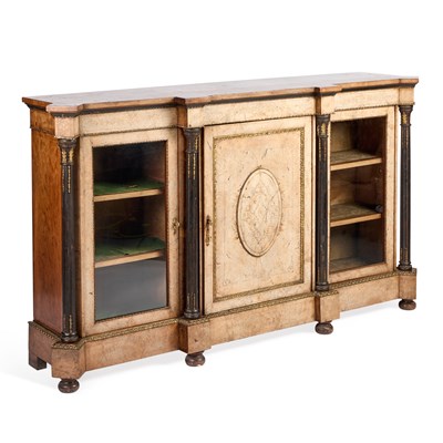 Lot 1086 - A VICTORIAN GILT-METAL, EBONISED AND WALNUT CREDENZA