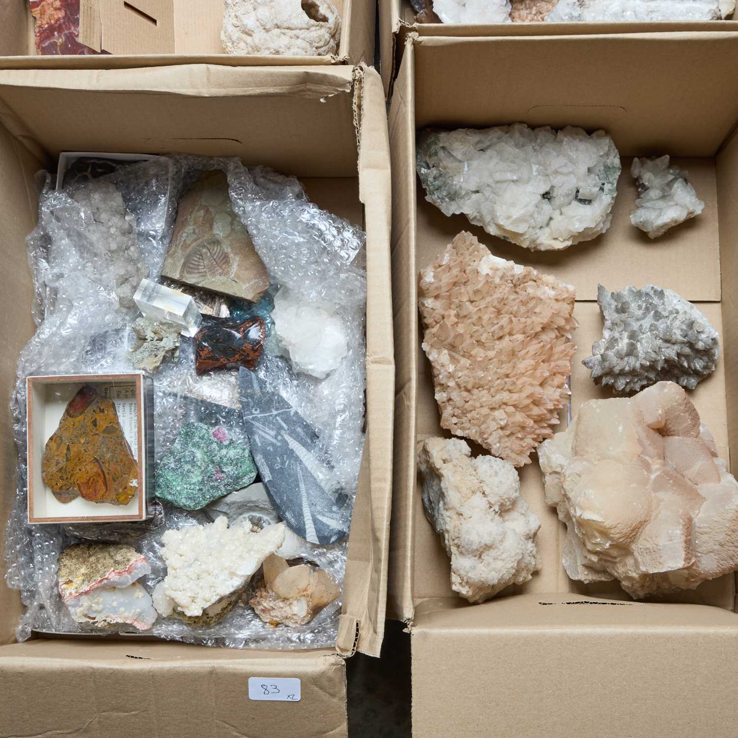 Lot 83 - TWO BOXES OF MINERALS AND FOSSILS
