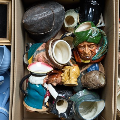 Lot 159 - THREE BOXES OF ROYAL DOULTON AND OTHER CHARACTER JUGS