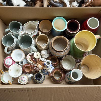 Lot 171 - TWO BOXES OF CERAMICS INCLUDING POOLE, DOULTON, ETC.