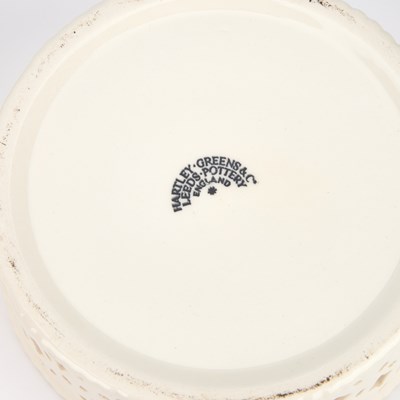 Lot 102 - A PAIR OF LEEDS POTTERY CREAMWARE BASKETS ON STANDS