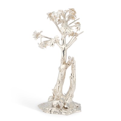 Lot 392 - PATRICK MAVROS: A SILVER PAPER BARK TREE AND KLIPSPRINGER CENTREPIECE
