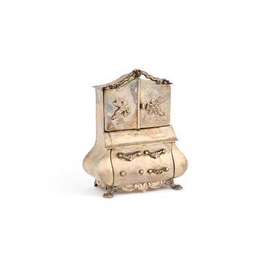 Lot 322 - A DUTCH SILVER MINIATURE CABINET