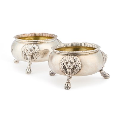 Lot 489 - A LARGE PAIR OF VICTORIAN SILVER SALTS