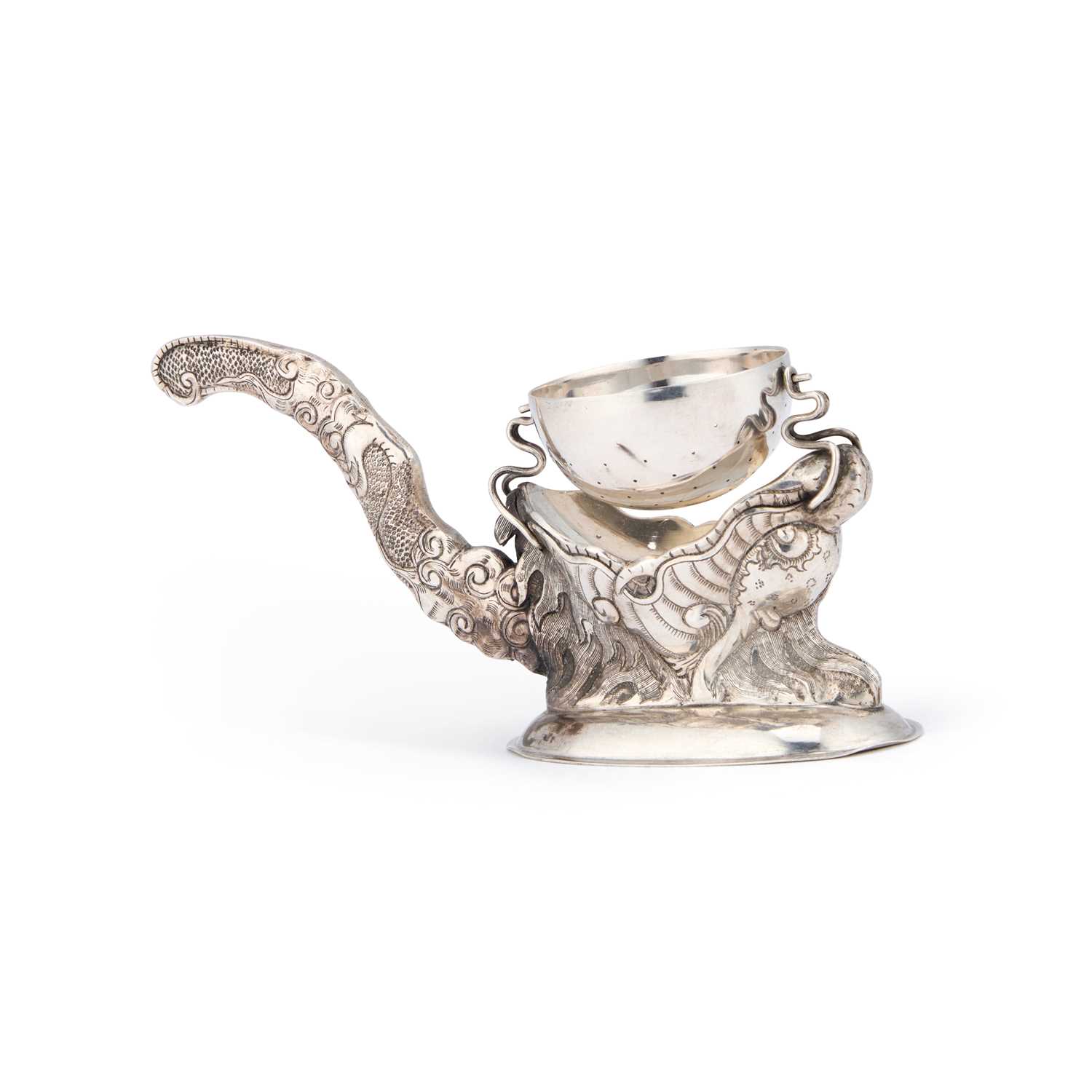 Lot 291 - A VIETNAMESE SILVER TEA STRAINER
