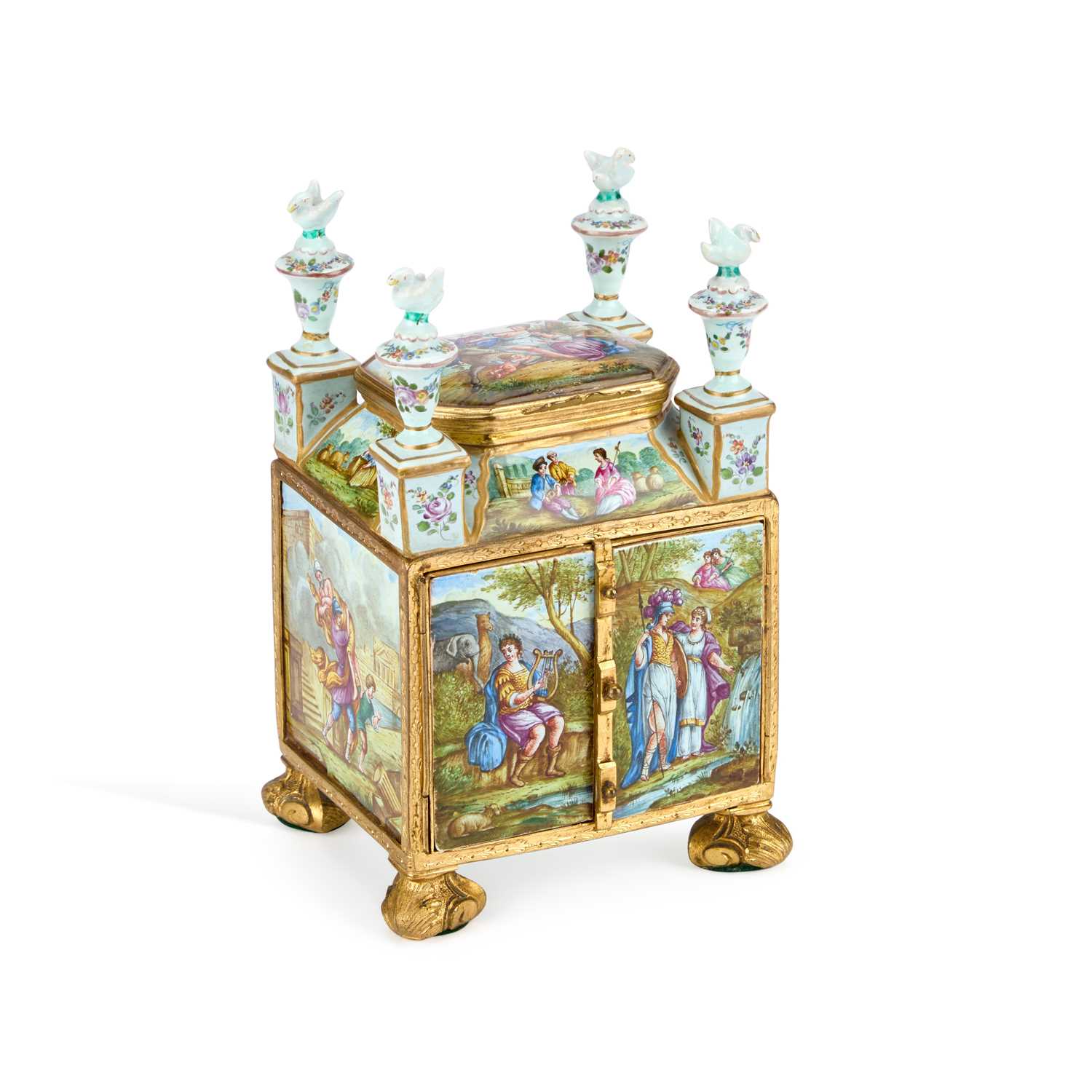Lot 738 - A CONTINENTAL PORCELAIN TABLE CABINET