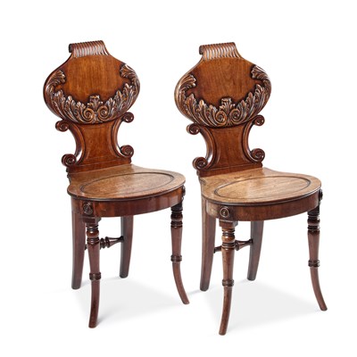 Lot 969 - A PAIR OF REGENCY MAHOGANY CHAIRS