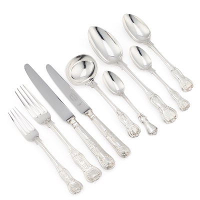 Lot 370 - A VICTORIAN SILVER KING’S PATTERN TABLE SERVICE OF FLATWARE