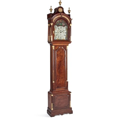 Lot 944 - A FINE GEORGE III MAHOGANY MUSICAL LONGCASE CLOCK