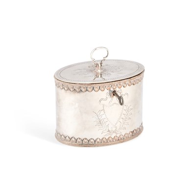 Lot 264 - A GEORGE III OLD SHEFFIELD PLATE TEA CADDY