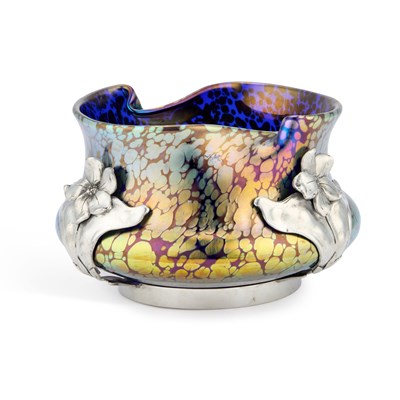 Lot 53 - A LOETZ BLUE PAPILLON PEWTER-MOUNTED BOWL