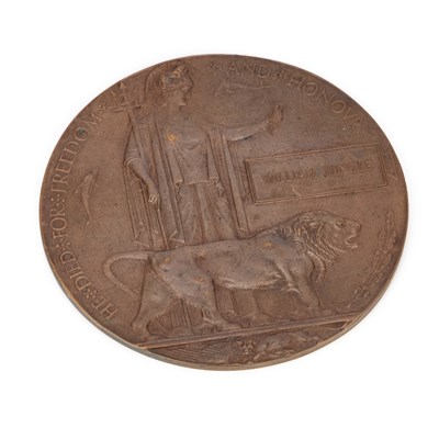 Lot 14 - A FIRST WORLD WAR DEATH PLAQUE