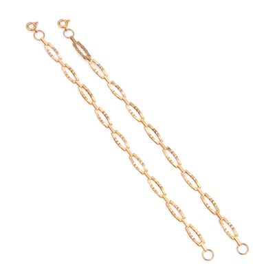 Lot 670 - TWO 9 CARAT GOLD FANCY LINK BRACELETS